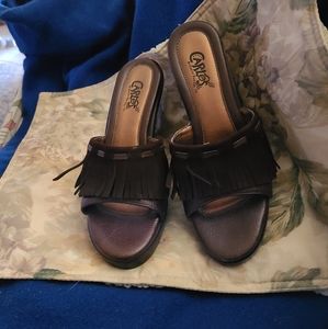 Slip on heeled sandals